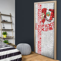 Peru Independence Day Door Cover Peruvian Flag Coat of Arms Inca Pattern