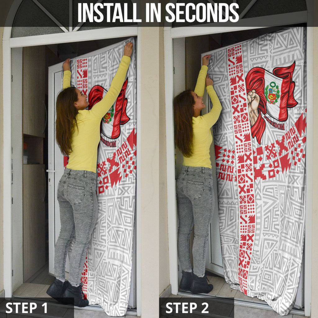 Peru Independence Day Door Cover Peruvian Flag Coat of Arms Inca Pattern