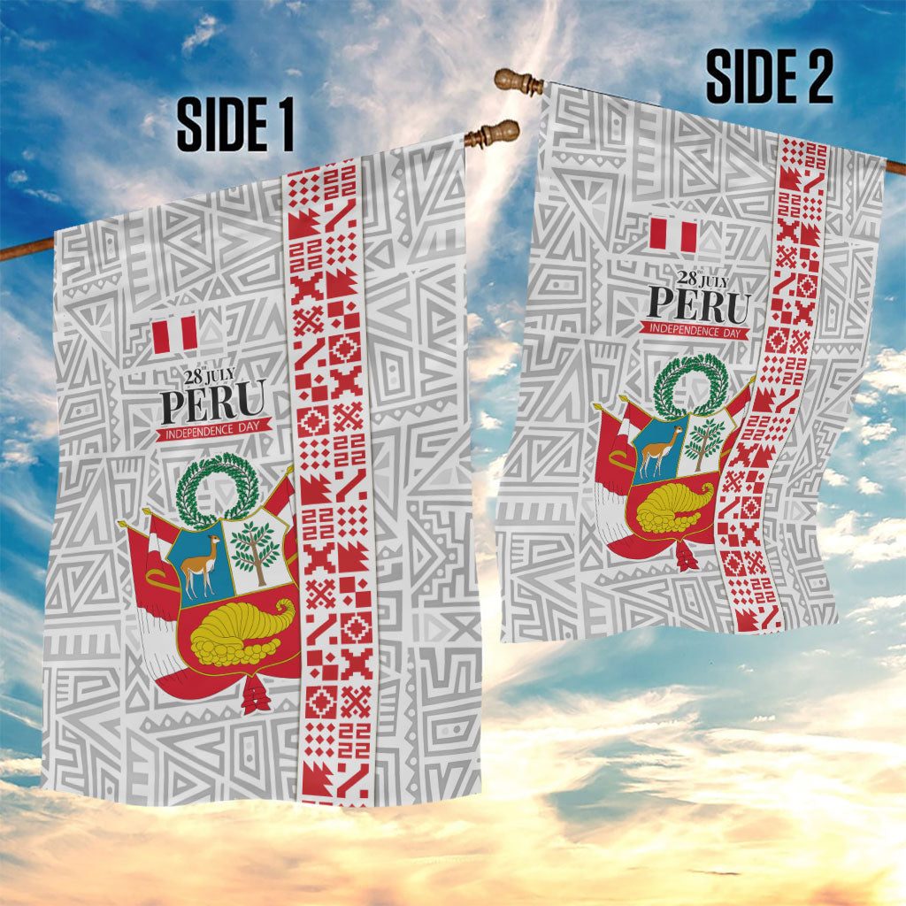 Peru Independence Day Garden Flag Peruvian Flag Coat of Arms Inca Pattern