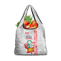 Peru Independence Day Grocery Bag Peruvian Flag Coat of Arms Inca Pattern