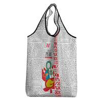 Peru Independence Day Grocery Bag Peruvian Flag Coat of Arms Inca Pattern