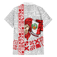Peru Independence Day Hawaiian Shirt Peruvian Flag Coat of Arms Inca Pattern