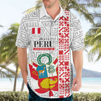 Peru Independence Day Hawaiian Shirt Peruvian Flag Coat of Arms Inca Pattern