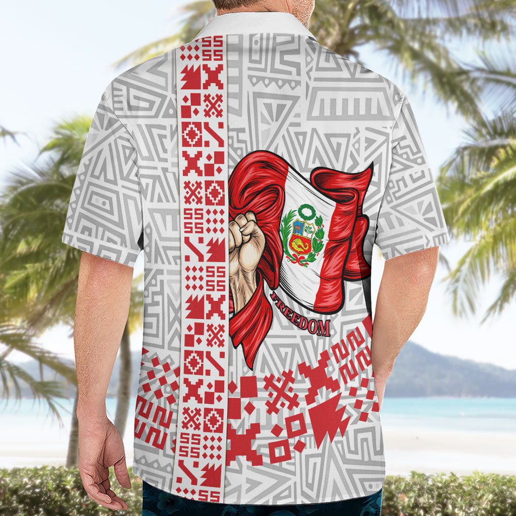 Peru Independence Day Hawaiian Shirt Peruvian Flag Coat of Arms Inca Pattern