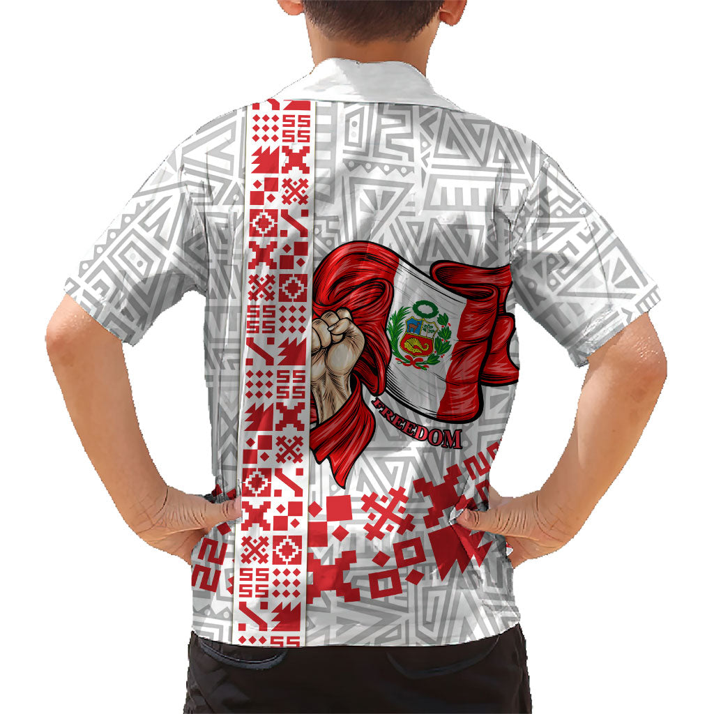Peru Independence Day Hawaiian Shirt Peruvian Flag Coat of Arms Inca Pattern