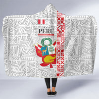 Peru Independence Day Hooded Blanket Peruvian Flag Coat of Arms Inca Pattern