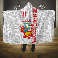 Peru Independence Day Hooded Blanket Peruvian Flag Coat of Arms Inca Pattern