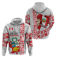 Peru Independence Day Hoodie Peruvian Flag Coat of Arms Inca Pattern