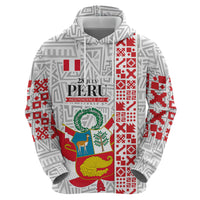 Peru Independence Day Hoodie Peruvian Flag Coat of Arms Inca Pattern