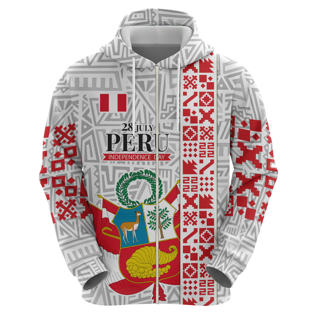 Peru Independence Day Hoodie Peruvian Flag Coat of Arms Inca Pattern