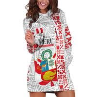 Peru Independence Day Hoodie Dress Peruvian Flag Coat of Arms Inca Pattern