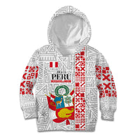 Peru Independence Day Kid Hoodie Peruvian Flag Coat of Arms Inca Pattern