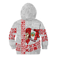 Peru Independence Day Kid Hoodie Peruvian Flag Coat of Arms Inca Pattern