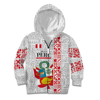Peru Independence Day Kid Hoodie Peruvian Flag Coat of Arms Inca Pattern