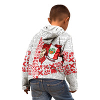 Peru Independence Day Kid Hoodie Peruvian Flag Coat of Arms Inca Pattern