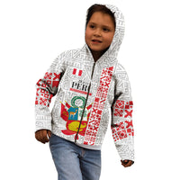 Peru Independence Day Kid Hoodie Peruvian Flag Coat of Arms Inca Pattern