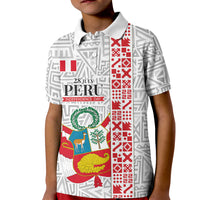 Peru Independence Day Kid Polo Shirt Peruvian Flag Coat of Arms Inca Pattern