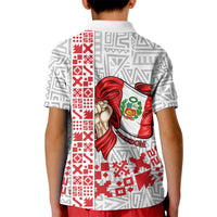 Peru Independence Day Kid Polo Shirt Peruvian Flag Coat of Arms Inca Pattern