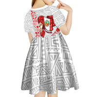 Peru Independence Day Kid Short Sleeve Dress Peruvian Flag Coat of Arms Inca Pattern