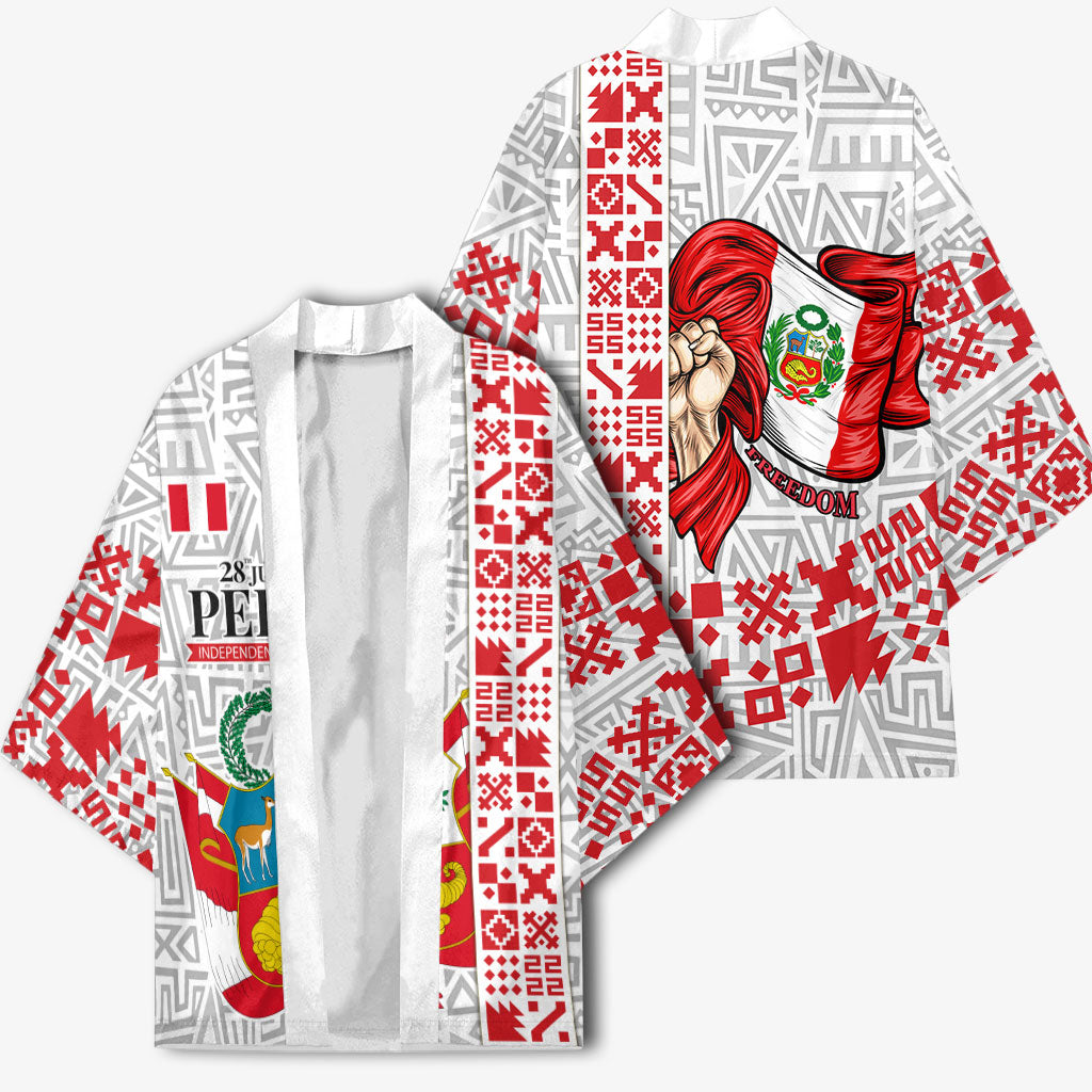 Peru Independence Day Kimono Peruvian Flag Coat of Arms Inca Pattern