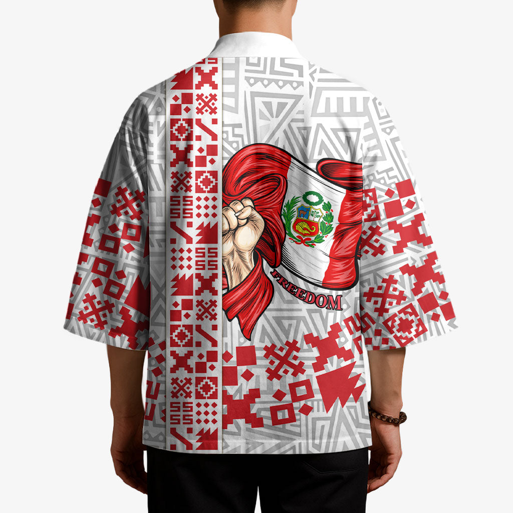 Peru Independence Day Kimono Peruvian Flag Coat of Arms Inca Pattern