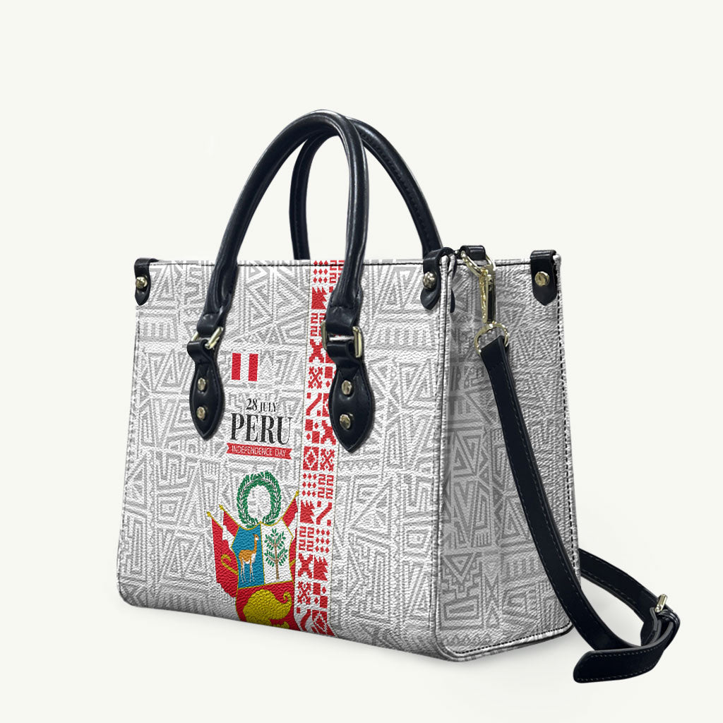 Peru Independence Day Leather Bag Peruvian Flag Coat of Arms Inca Pattern
