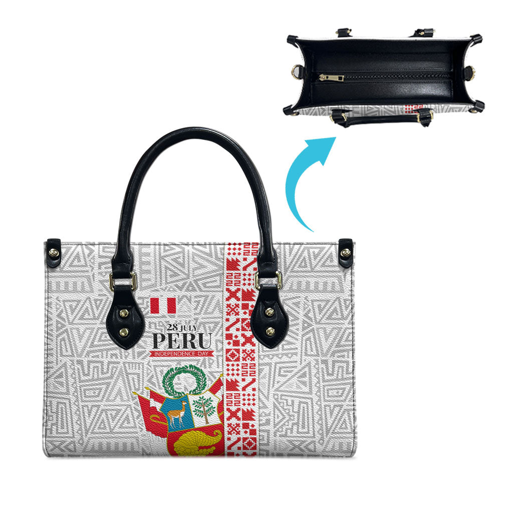 Peru Independence Day Leather Bag Peruvian Flag Coat of Arms Inca Pattern