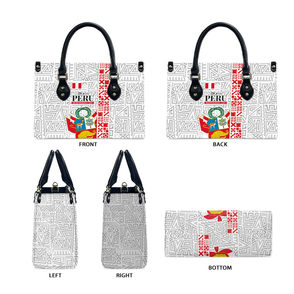 Peru Independence Day Leather Bag Peruvian Flag Coat of Arms Inca Pattern