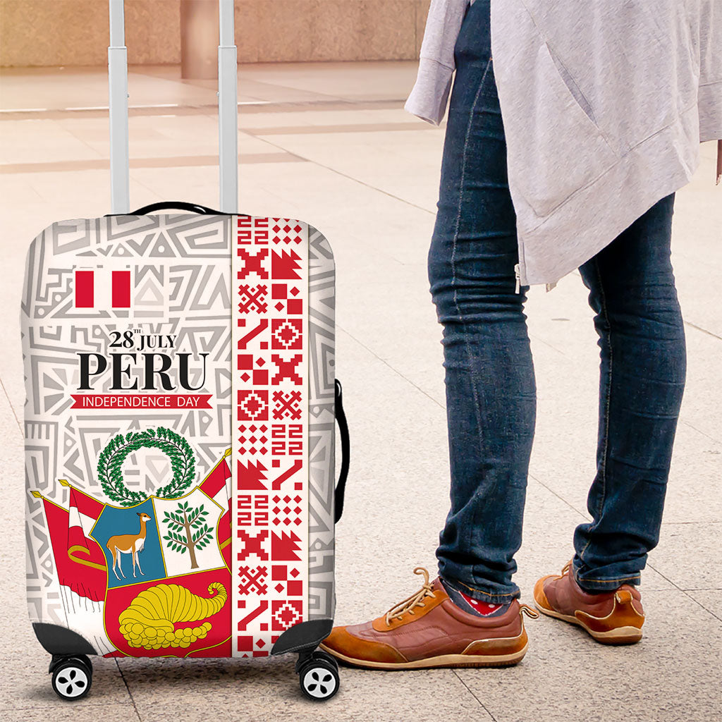 Peru Independence Day Luggage Cover Peruvian Flag Coat of Arms Inca Pattern