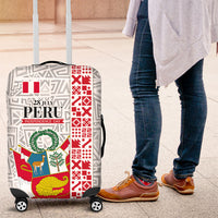 Peru Independence Day Luggage Cover Peruvian Flag Coat of Arms Inca Pattern