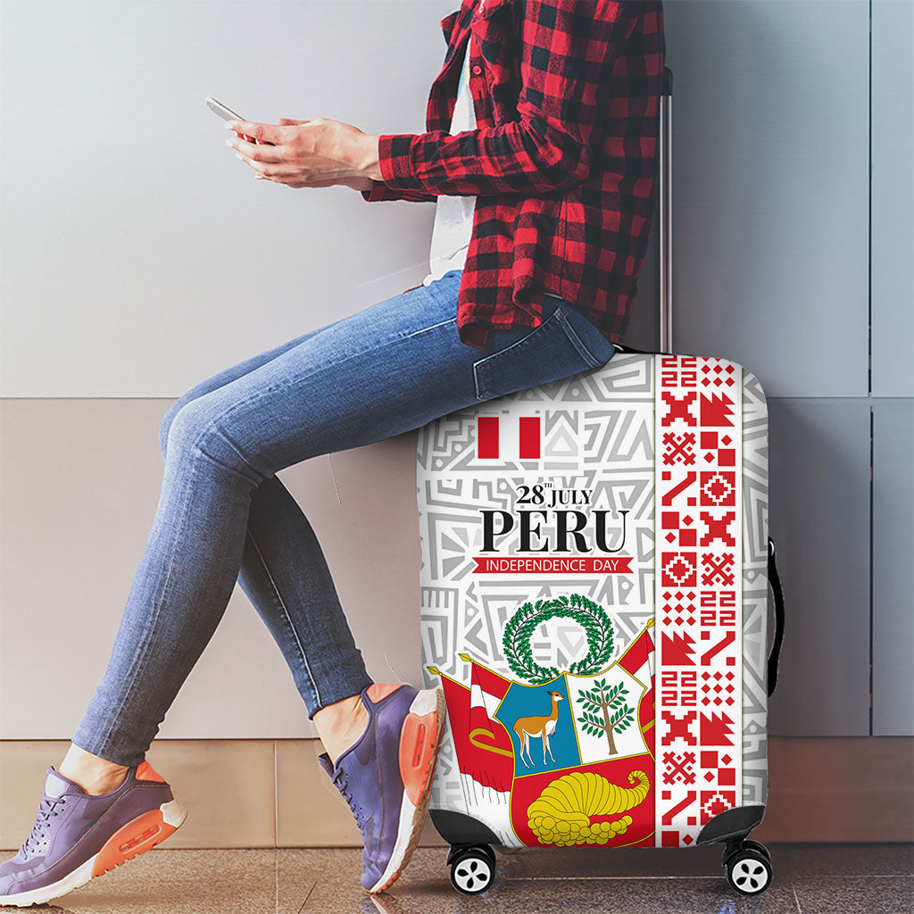 Peru Independence Day Luggage Cover Peruvian Flag Coat of Arms Inca Pattern