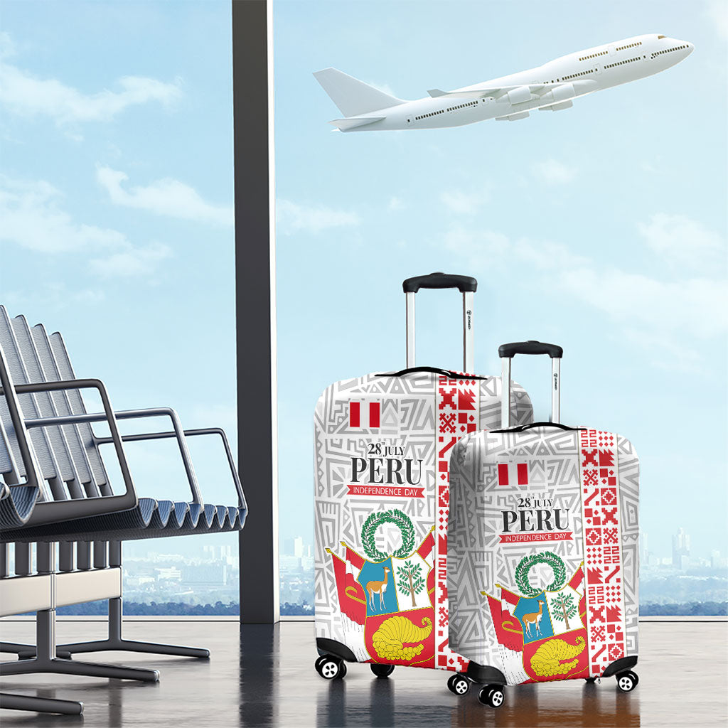 Peru Independence Day Luggage Cover Peruvian Flag Coat of Arms Inca Pattern