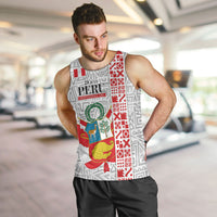 Peru Independence Day Men Tank Top Peruvian Flag Coat of Arms Inca Pattern