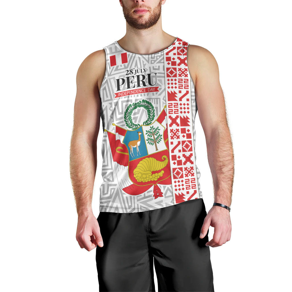 Peru Independence Day Men Tank Top Peruvian Flag Coat of Arms Inca Pattern