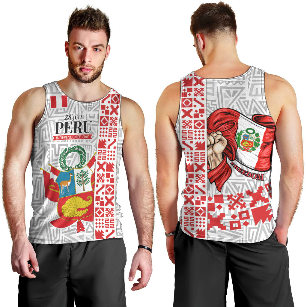 Peru Independence Day Men Tank Top Peruvian Flag Coat of Arms Inca Pattern