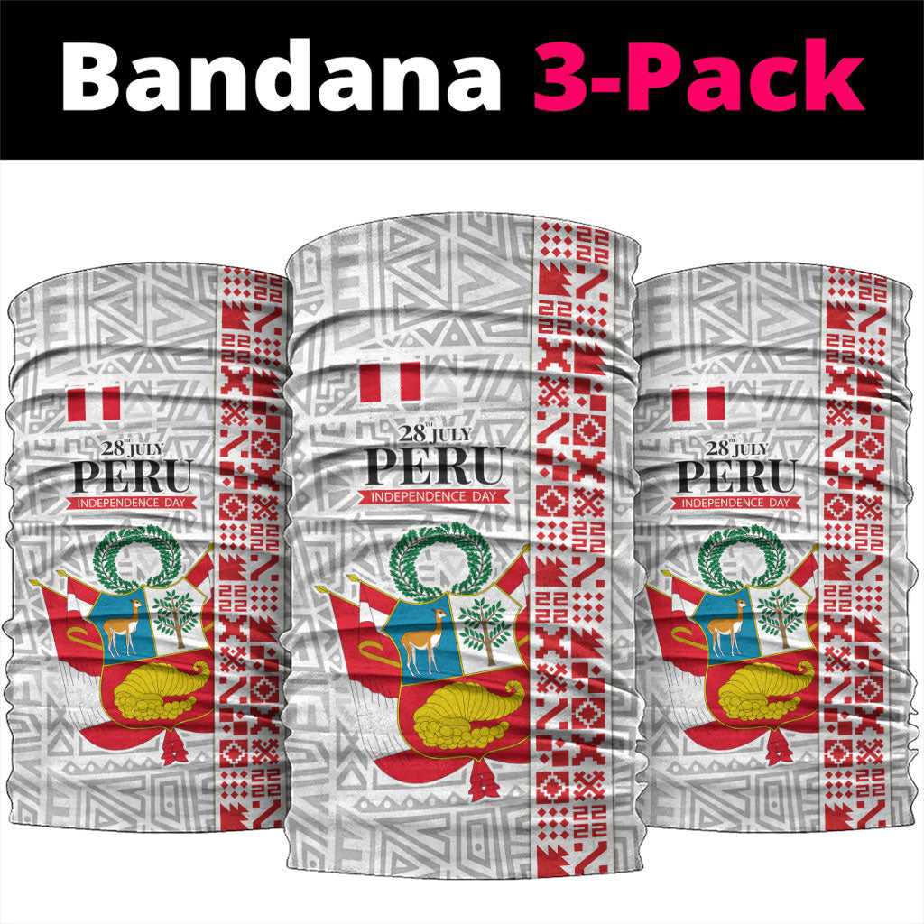 Peru Independence Day Neck Gaiter Peruvian Flag Coat of Arms Inca Pattern