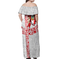 Peru Independence Day Off Shoulder Maxi Dress Peruvian Flag Coat of Arms Inca Pattern