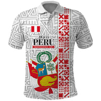 Peru Independence Day Polo Shirt Peruvian Flag Coat of Arms Inca Pattern