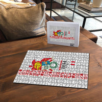 Peru Independence Day Puzzle Peruvian Flag Coat of Arms Inca Pattern