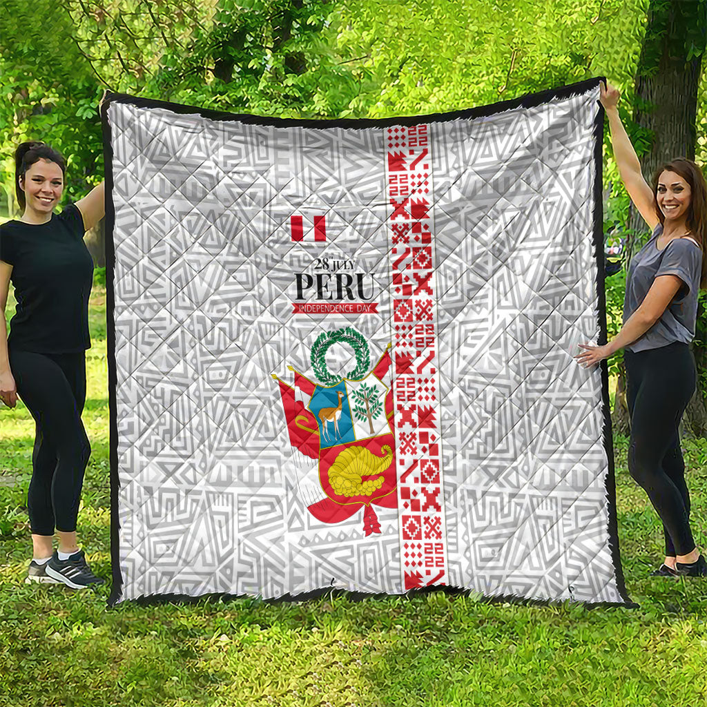 Peru Independence Day Quilt Peruvian Flag Coat of Arms Inca Pattern