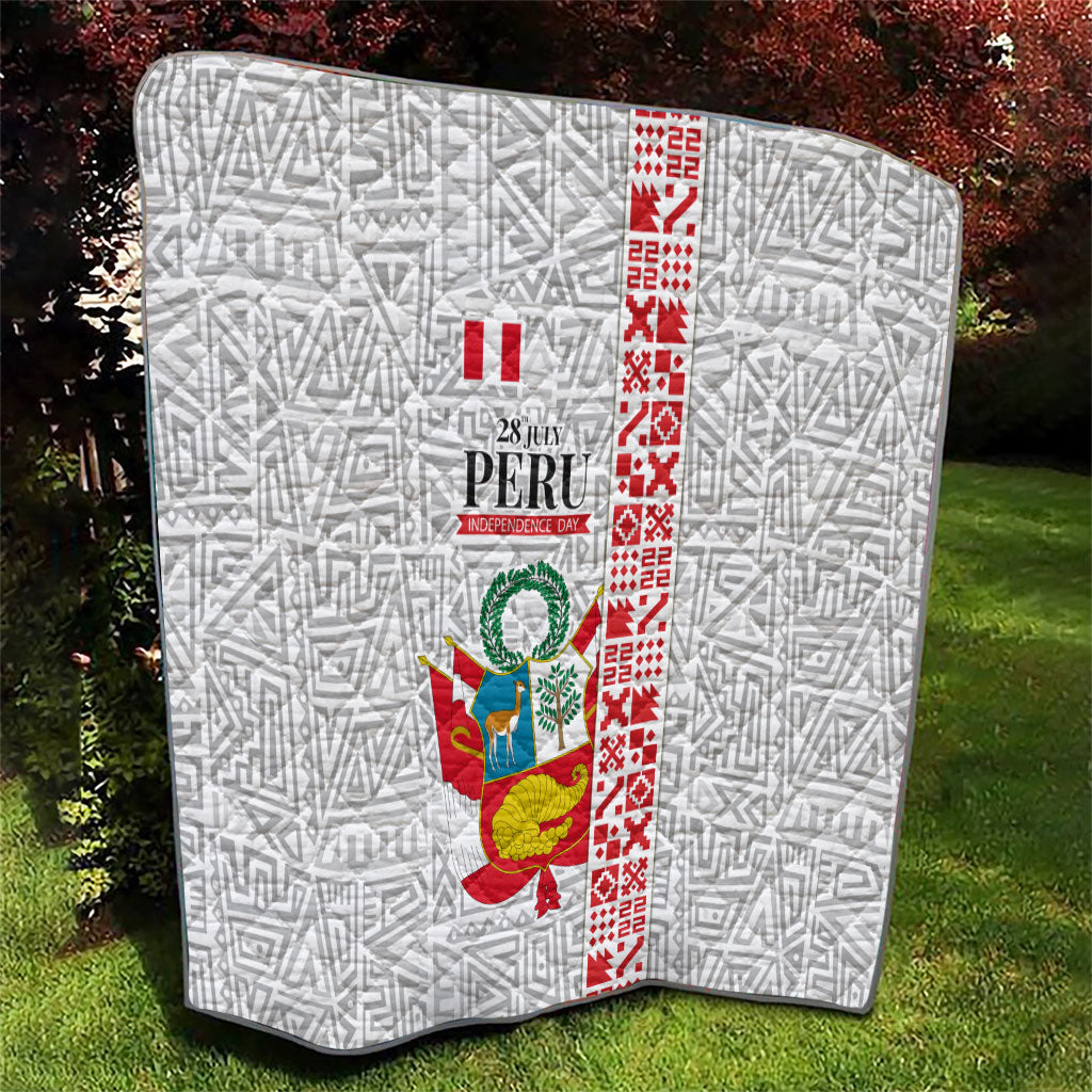 Peru Independence Day Quilt Peruvian Flag Coat of Arms Inca Pattern