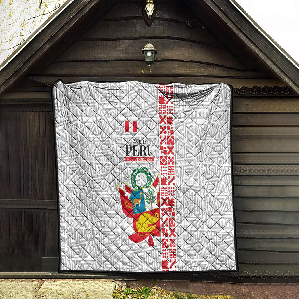 Peru Independence Day Quilt Peruvian Flag Coat of Arms Inca Pattern
