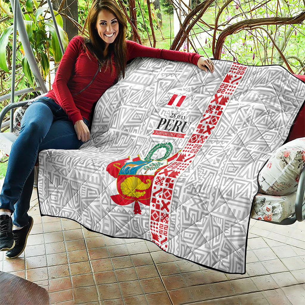 Peru Independence Day Quilt Peruvian Flag Coat of Arms Inca Pattern