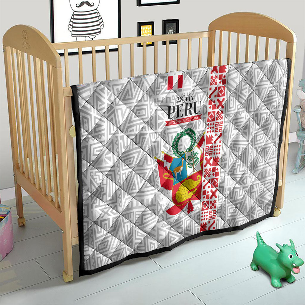 Peru Independence Day Quilt Peruvian Flag Coat of Arms Inca Pattern