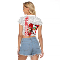 Peru Independence Day Raglan Cropped T Shirt Peruvian Flag Coat of Arms Inca Pattern