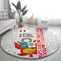 Peru Independence Day Round Carpet Peruvian Flag Coat of Arms Inca Pattern