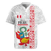 Peru Independence Day Rugby Jersey Peruvian Flag Coat of Arms Inca Pattern