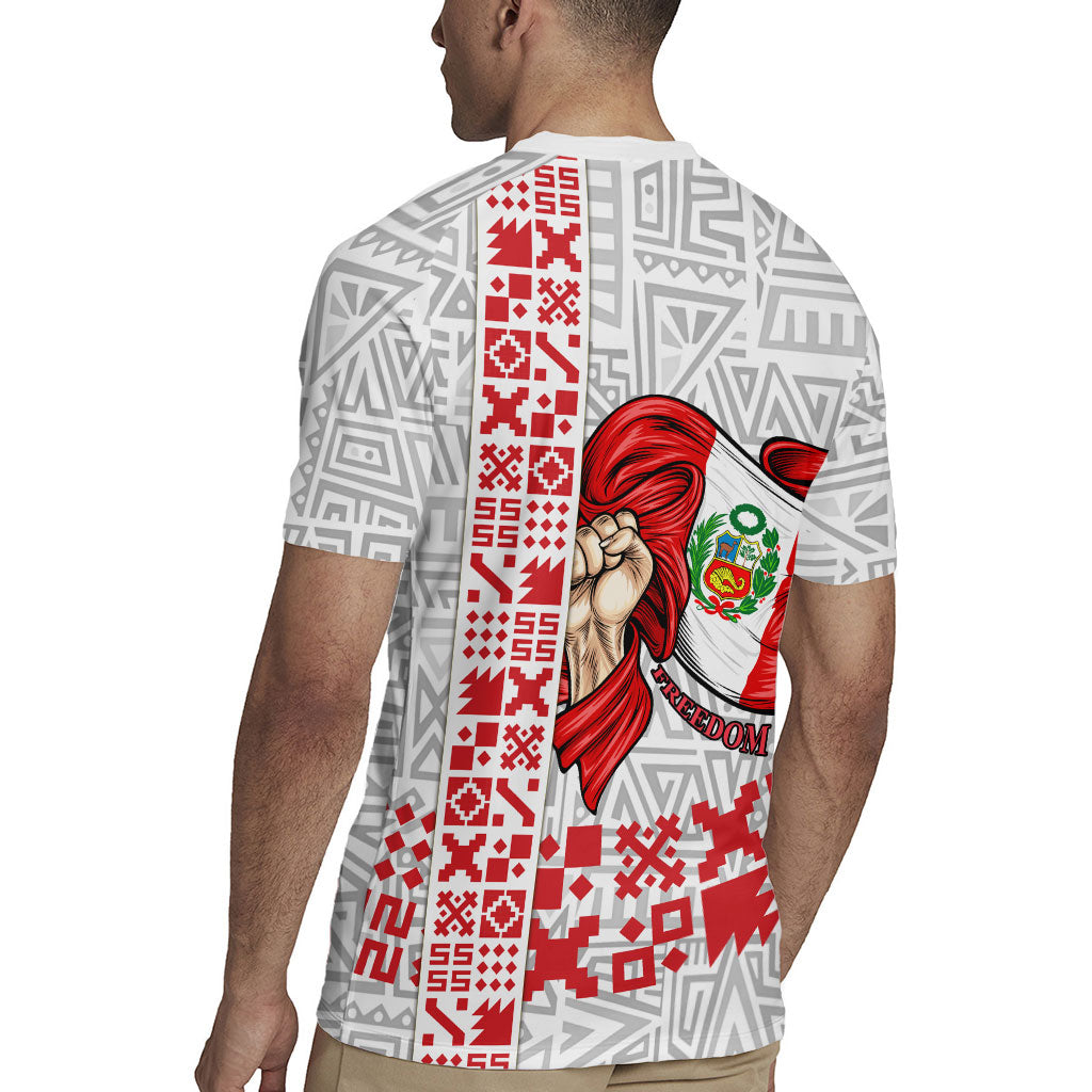 Peru Independence Day Rugby Jersey Peruvian Flag Coat of Arms Inca Pattern