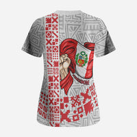 Peru Independence Day Scrub Top Peruvian Flag Coat of Arms Inca Pattern