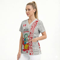 Peru Independence Day Scrub Top Peruvian Flag Coat of Arms Inca Pattern